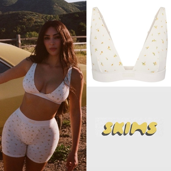 SKIMS Cream and Gold Floral Bra - Picture 1 of 12